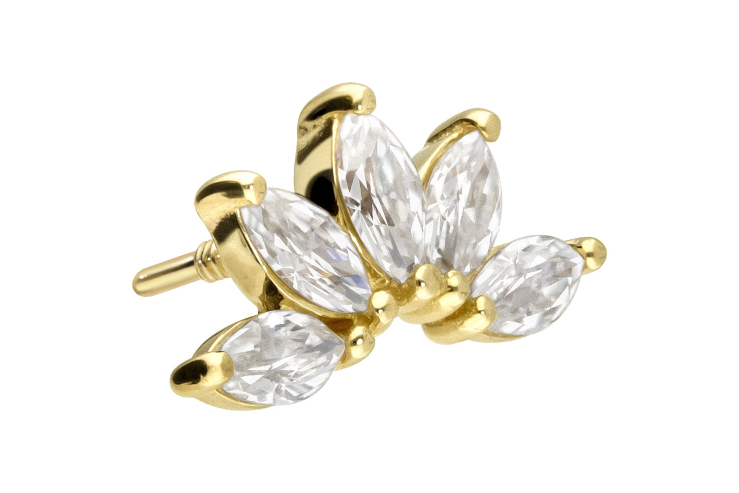 14 Karat Gold Schraubaufsatz mit Außengewinde MOISSANIT-LOTUSBLÜTE von Piercingline